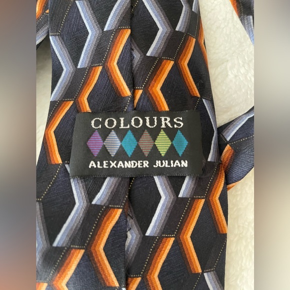 Colours Alexander Julian Tie 100% Silk Geometric Pattern - Picture 1 of 6